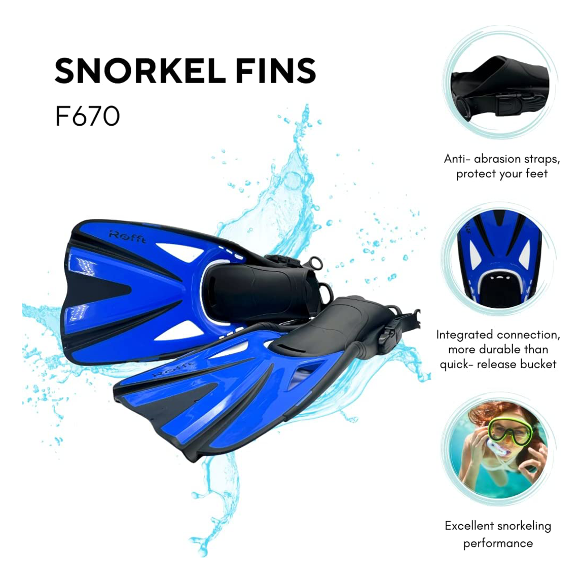 Long Floating fins for Snorkeling, Swimming and Diving - Adjustable Size for Adult Men and Women